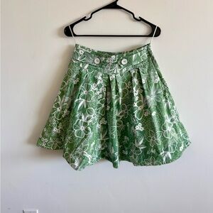 Floral Green Pleated Skirt by Aryeh